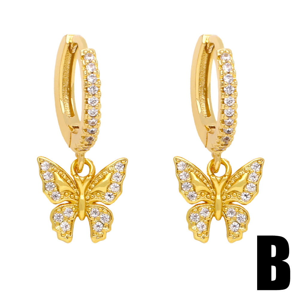 Pendientes de cobre de mariposa de dragón de abejas al por mayor